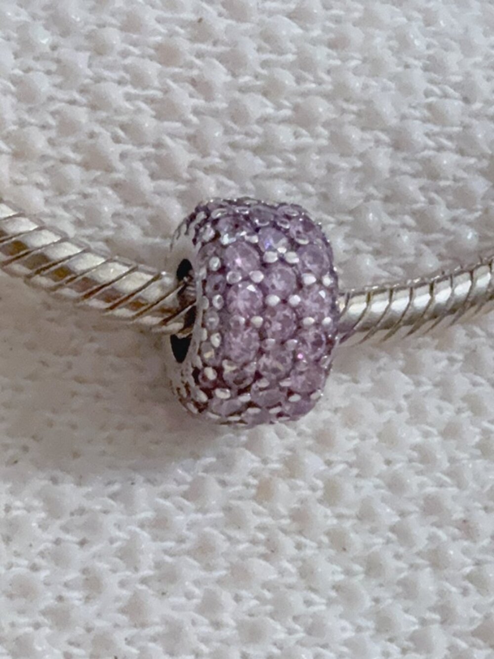 Sparkling Pave Triple Row Charm Silver Charm For Pandora Bracelet